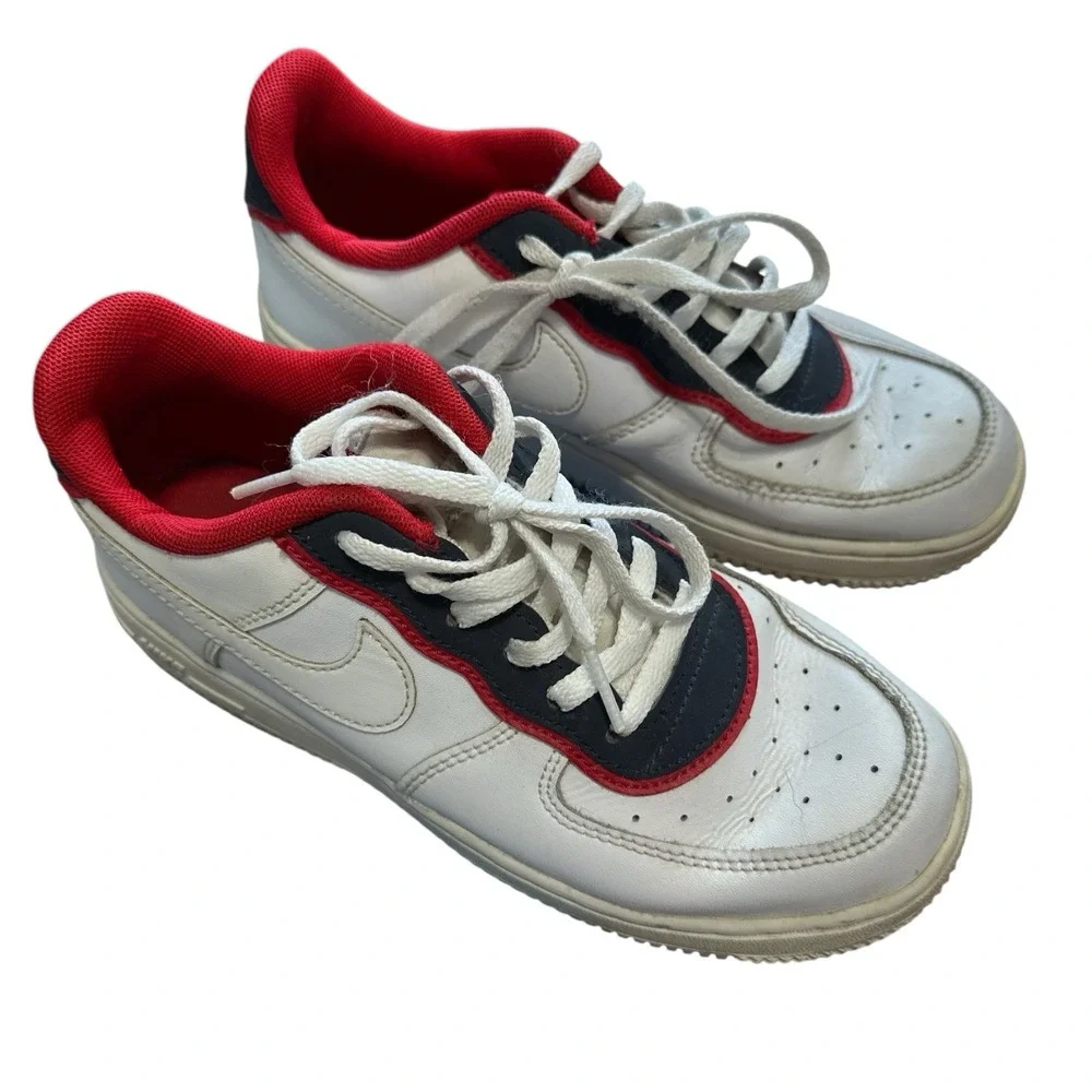 Nike Air Force 1 Low Kids Size 3Y‎ White Red Navy BV1085-101 Sneakers